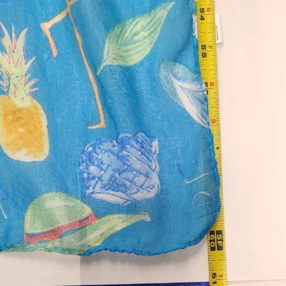 Scarf Flamingo Print Beach Motif Aqua Blue Resort Cruise Whimsical - Picture 8 of 8